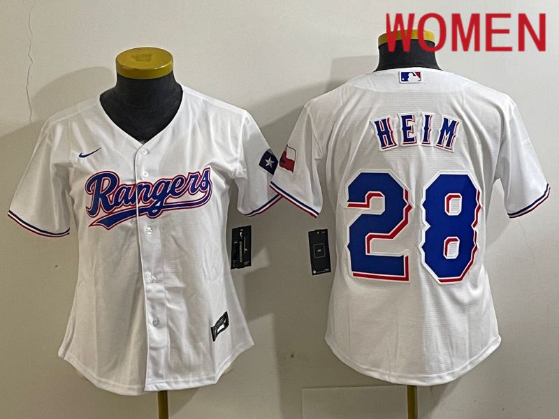 Women Texas Rangers #28 Heim White Nike Game 2024 MLB Jersey style 1->youth mlb jersey->Youth Jersey